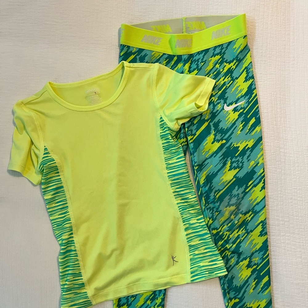 Girls Size Small Nike+Danskin Activewear set - Yellow and Green
